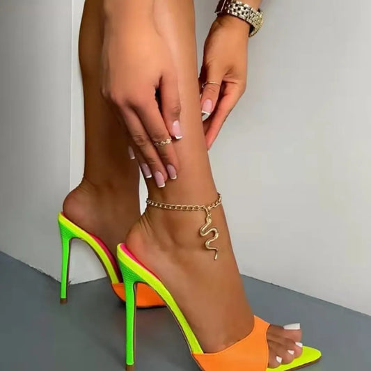 Neon Open Toe Stiletto Sandals