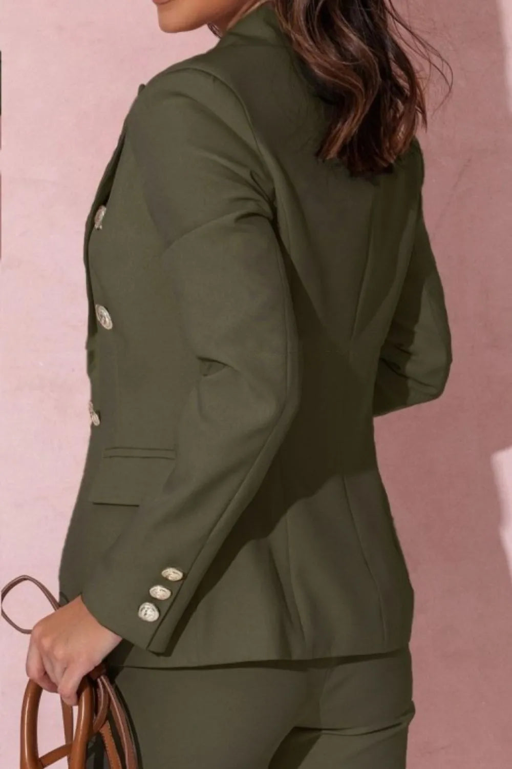 Ladies' Lapel Collar Long Sleeve Blazer and Pants Set 