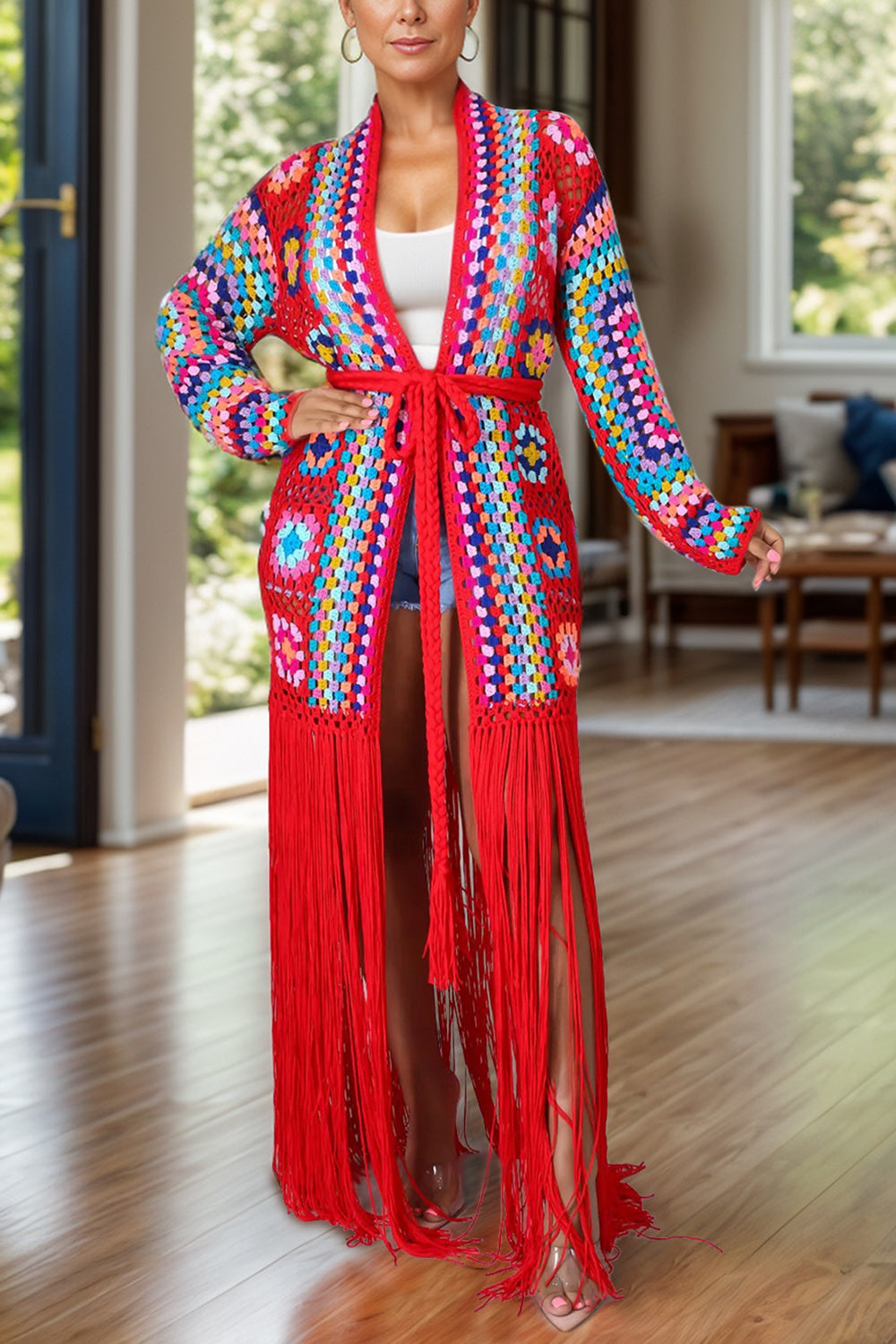 Boho Fringe Crochet Maxie Cardigan