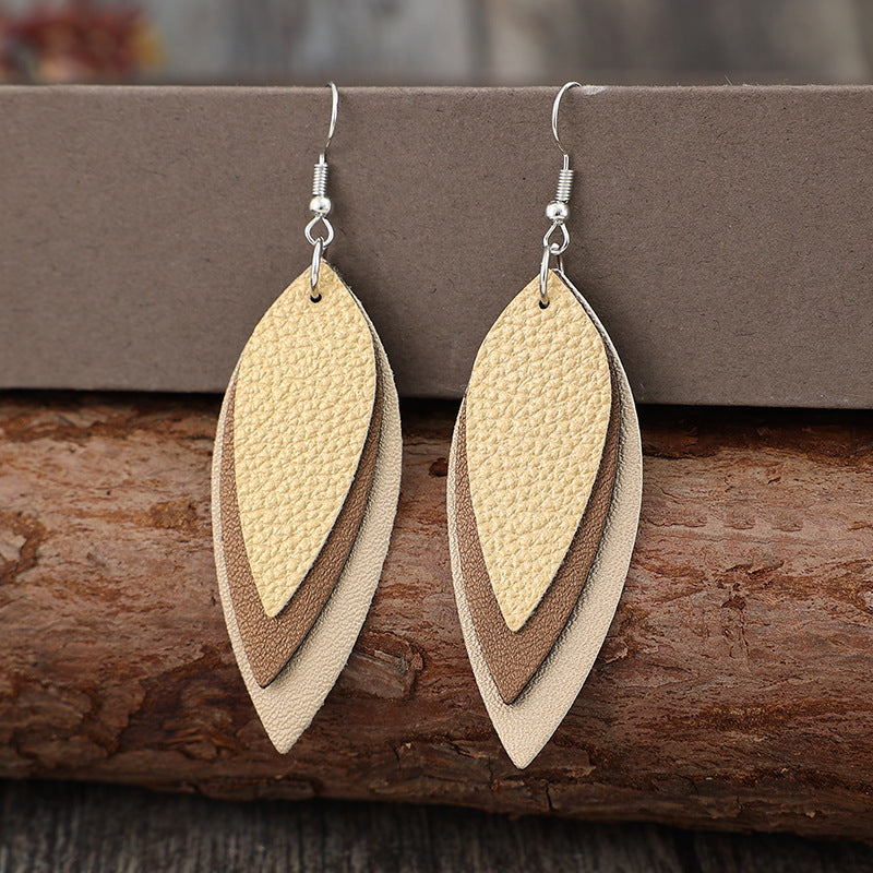 Faux Leather Leaf Shape Earrings