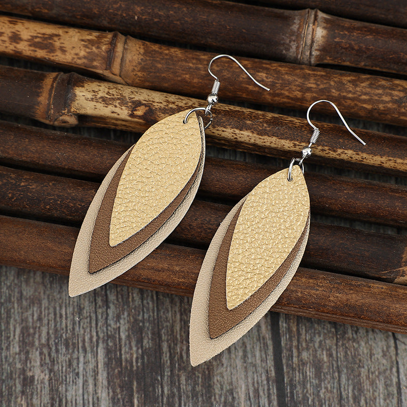 Faux Leather Leaf Shape Earrings