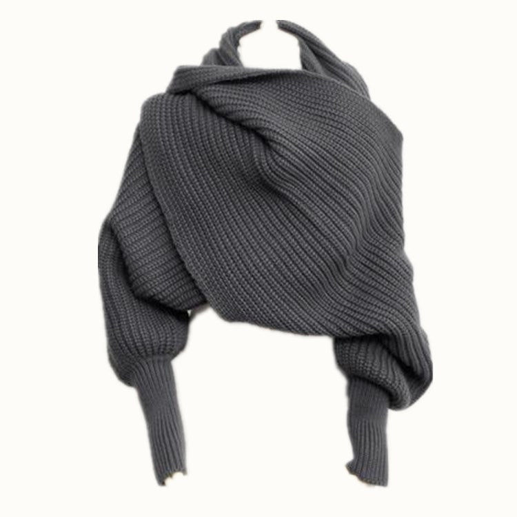 Women's Knitted Scarf Shawl With Sleeves