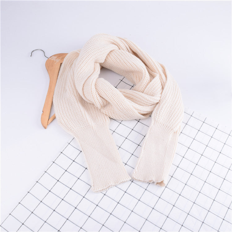 Women's Knitted Scarf Shawl With Sleeves