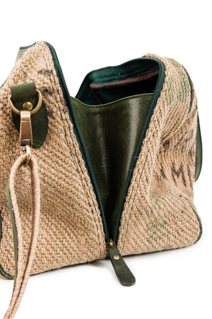 Coffee Burlap Weekender Duffle Bag By Flowers & Leaves