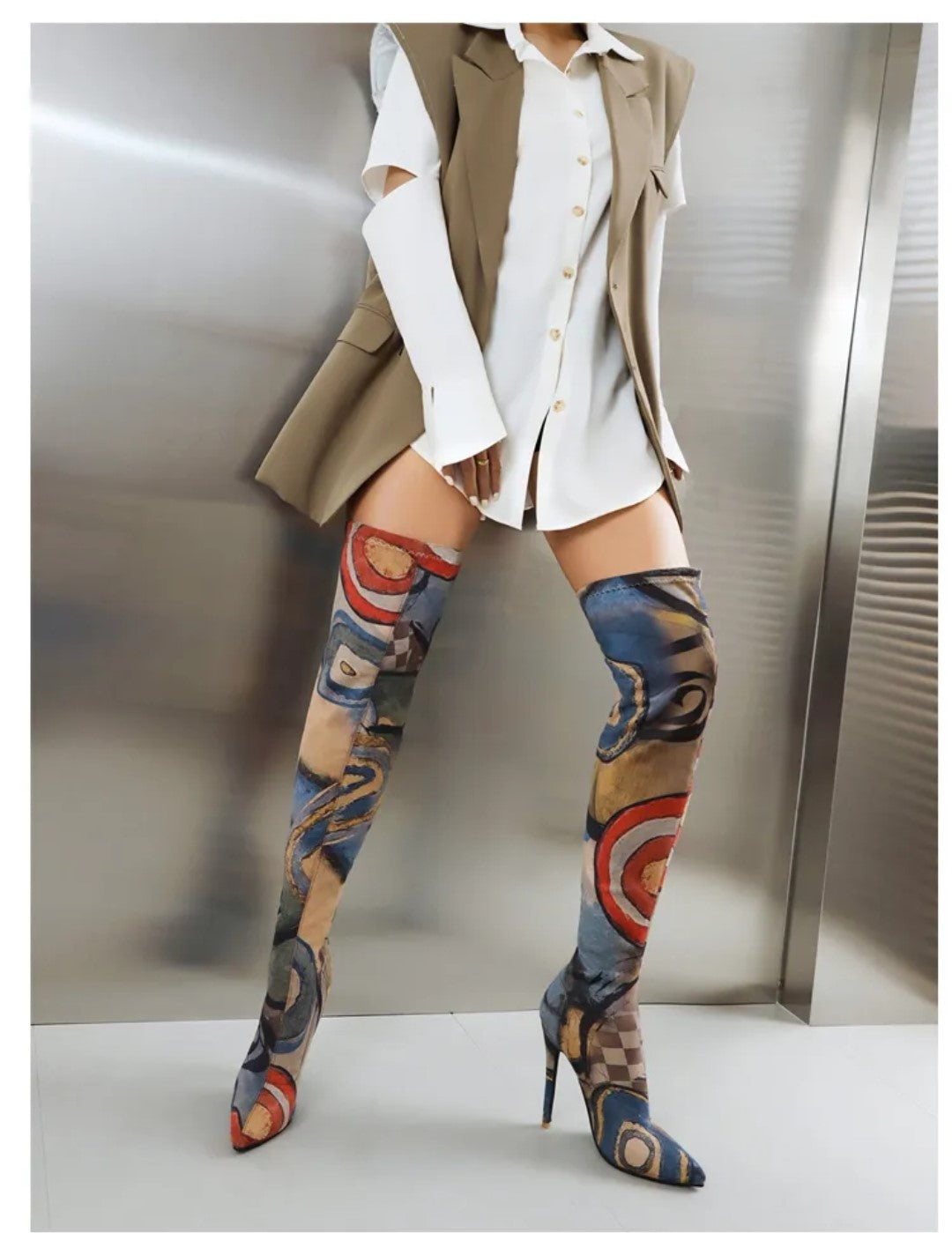 Graffiti Thigh High Boots