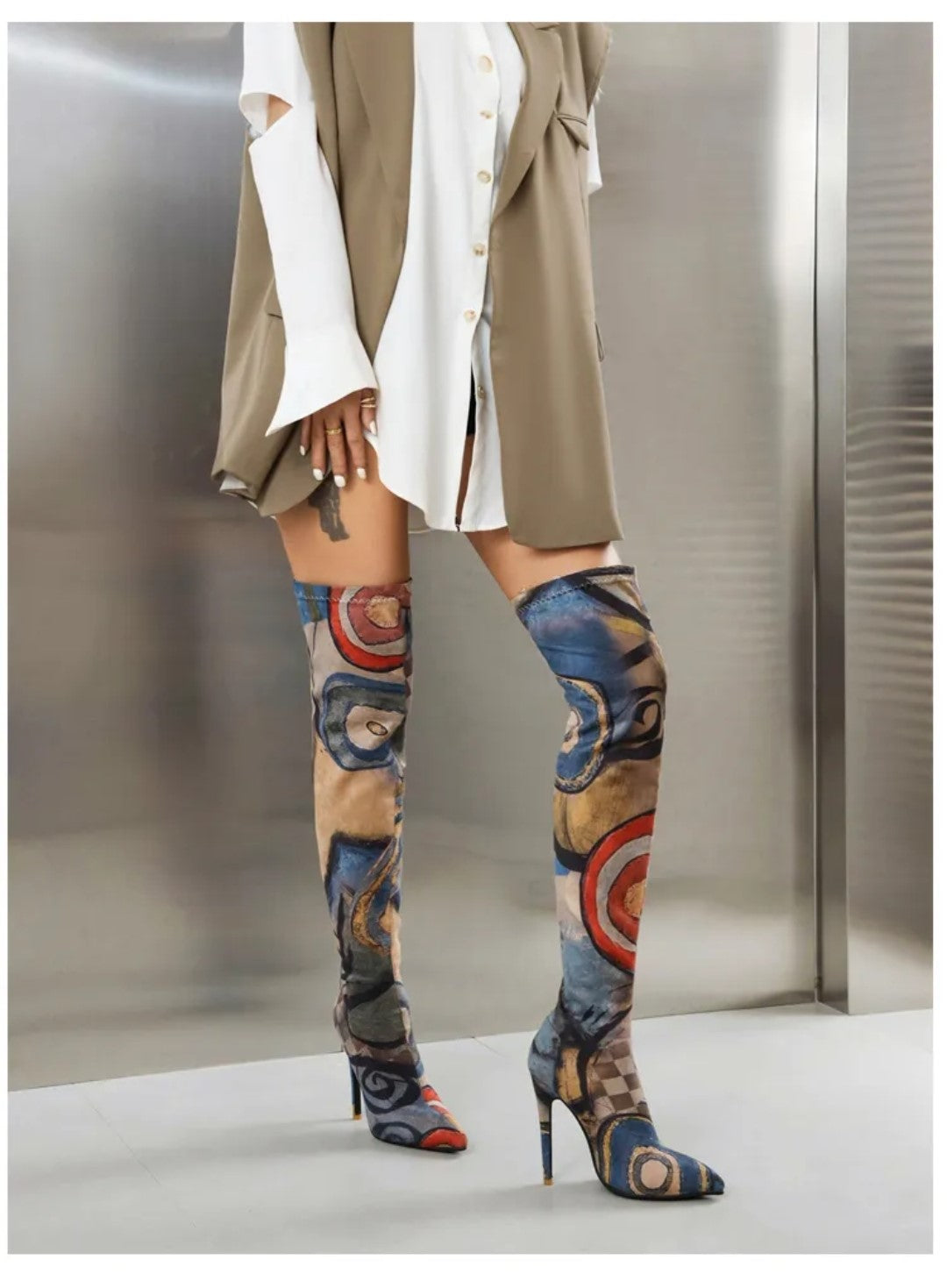 Graffiti Thigh High Boots