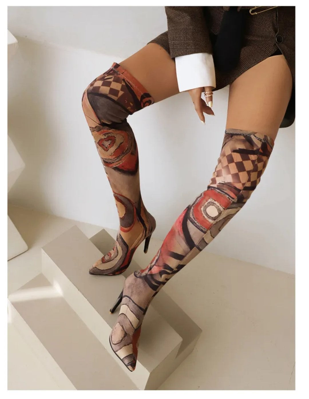 Graffiti Thigh High Boots