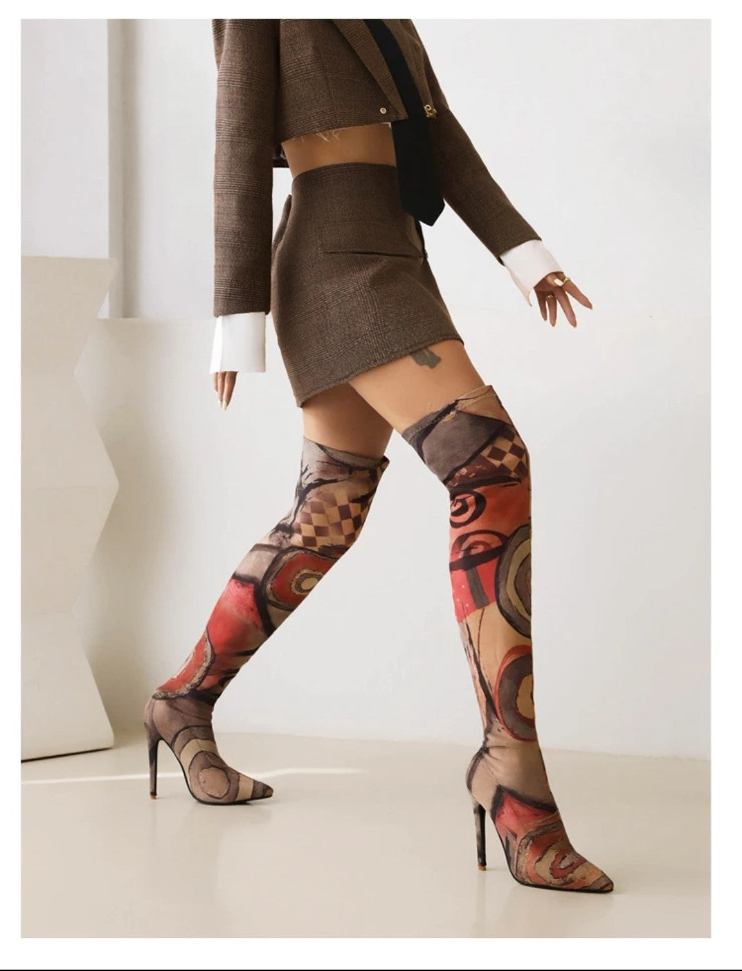 Graffiti Thigh High Boots