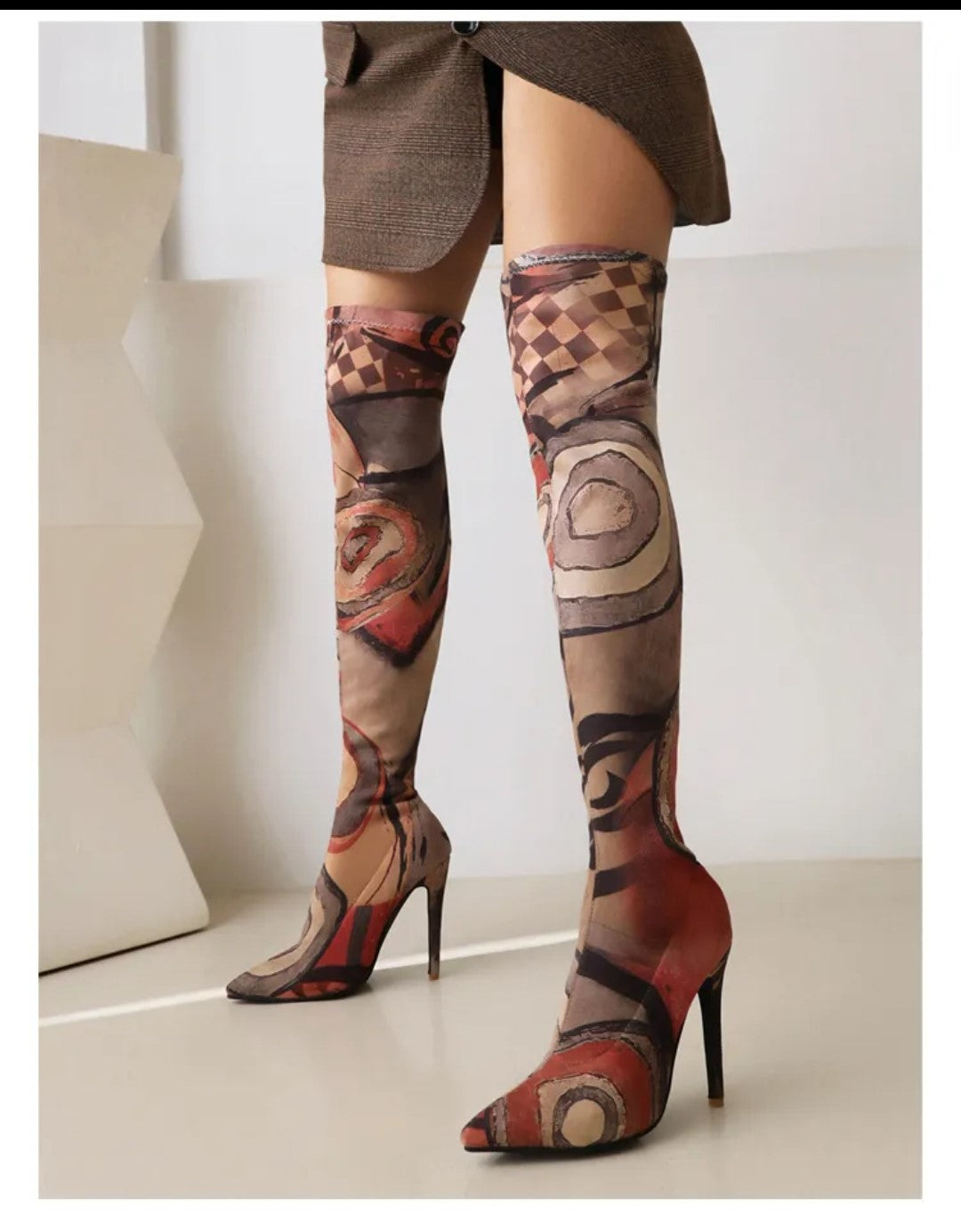 Graffiti Thigh High Boots