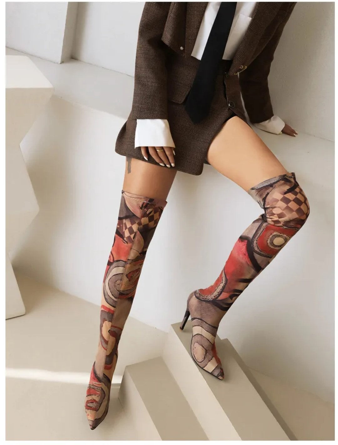 Graffiti Thigh High Boots