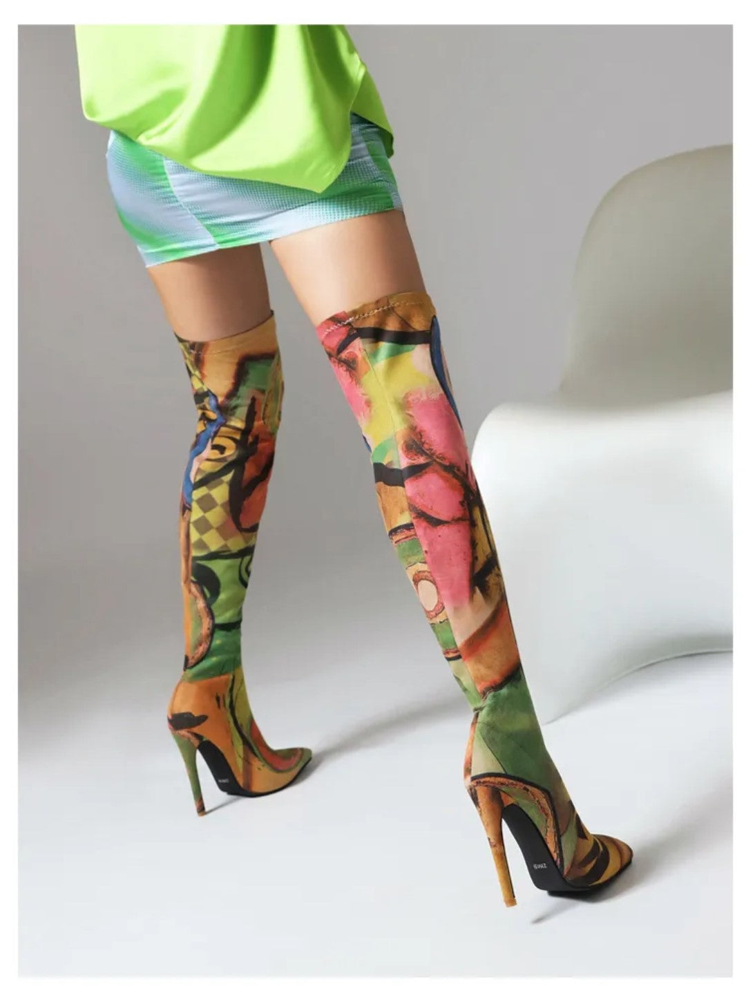 Graffiti Thigh High Boots