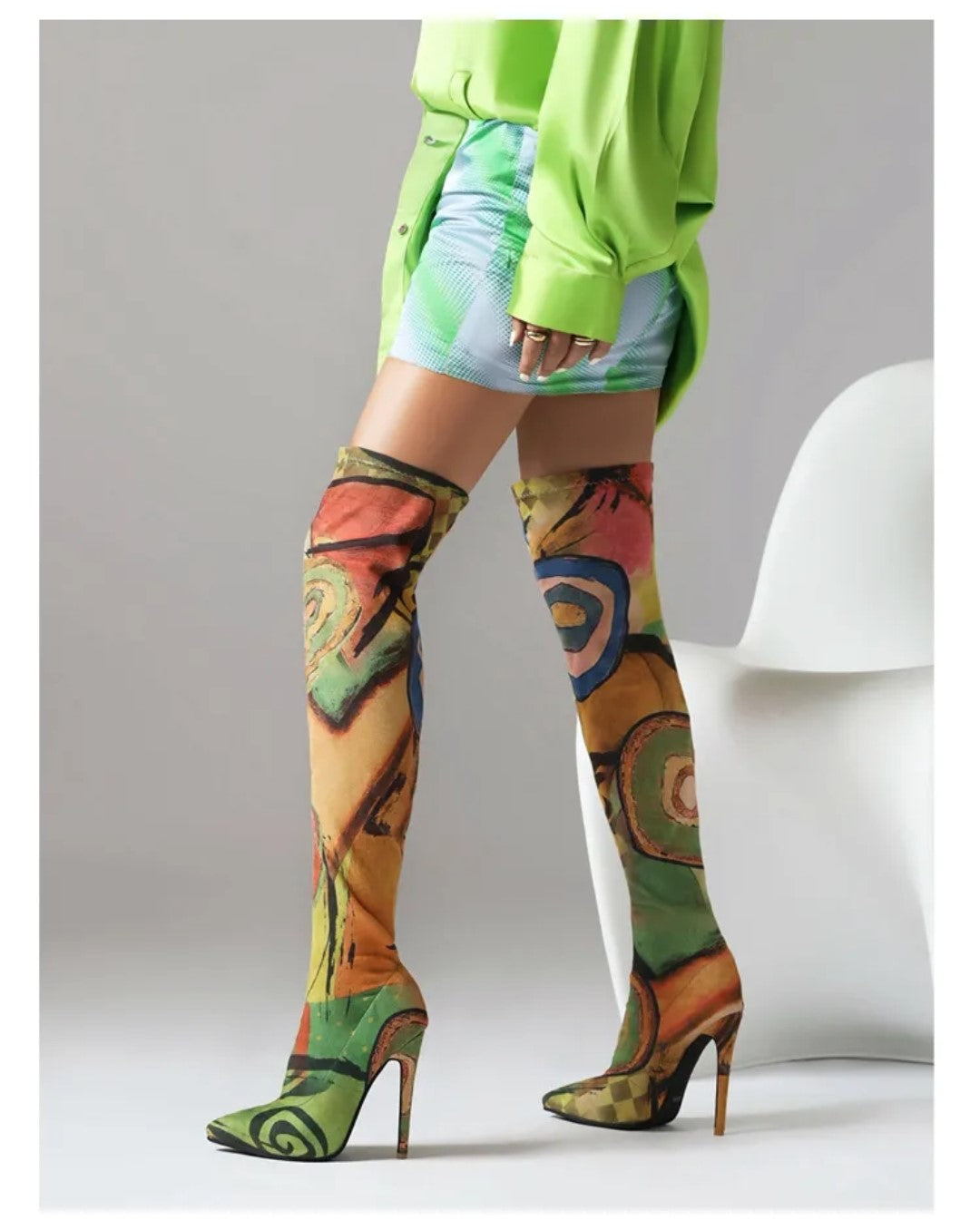 Graffiti Thigh High Boots