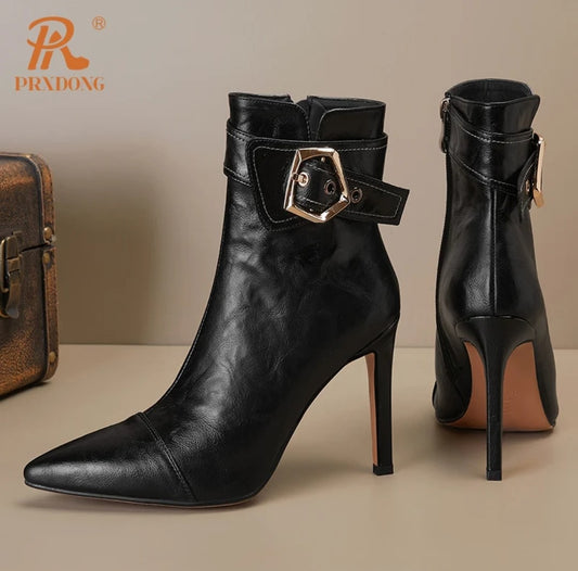 Leather Ankle Boot with Stylish Buckle
