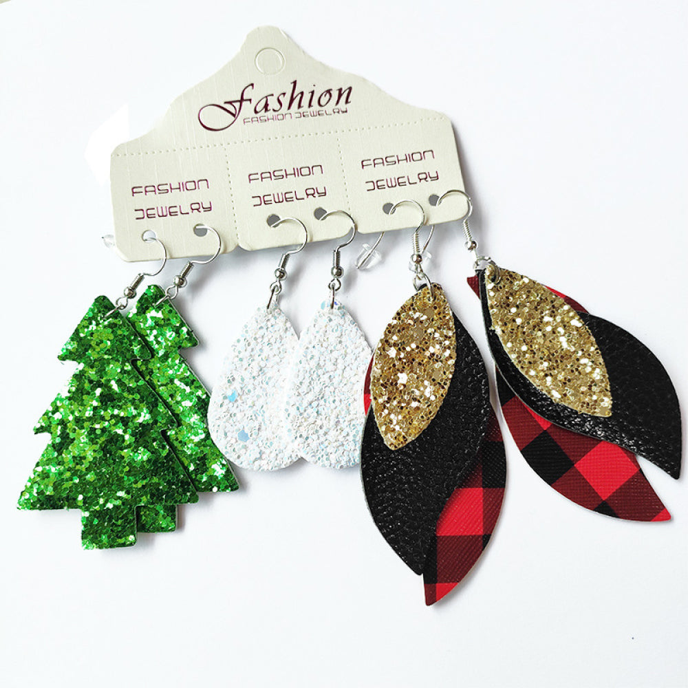 Christmas Faux Leather Earrings