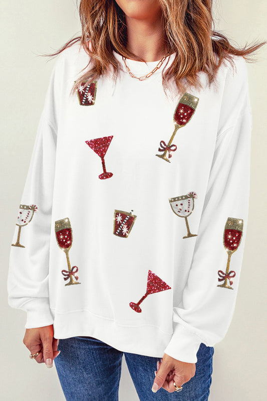 A Toast to The Holiday Sequin  Long Sleeve Sweatshirt