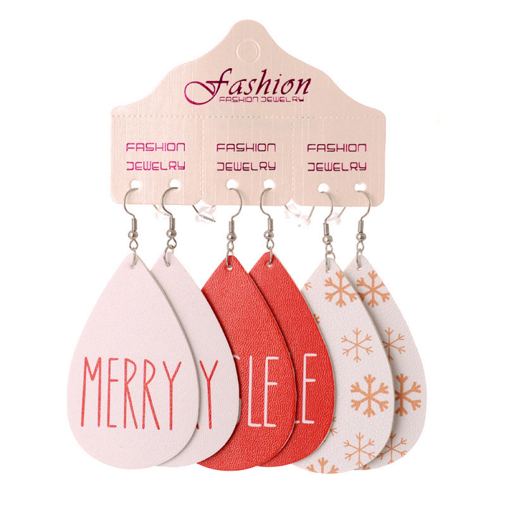 Christmas Faux Leather Earrings