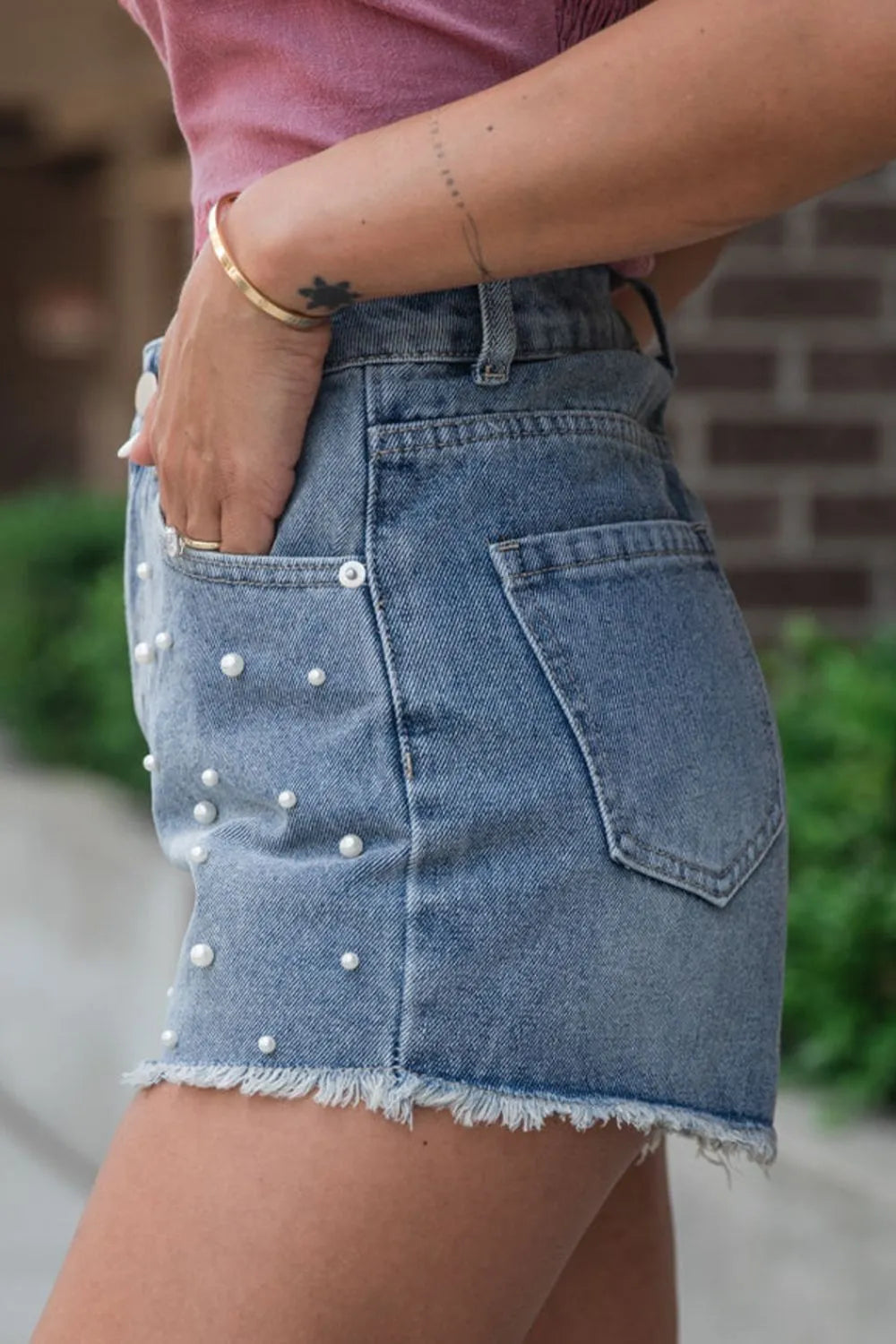 Denim and Pearls Shorts