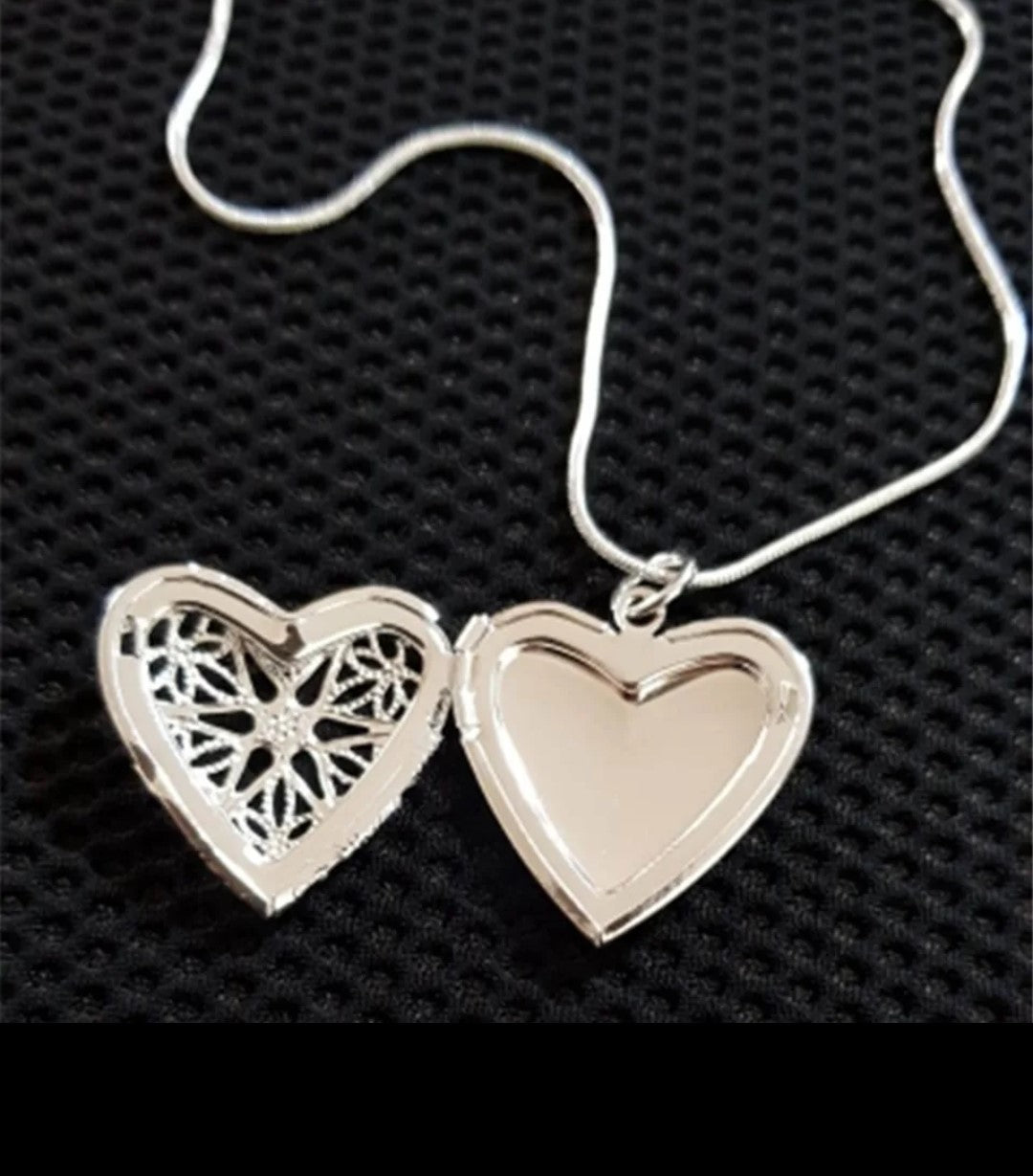 Silver Heart Locket Pendant Necklace