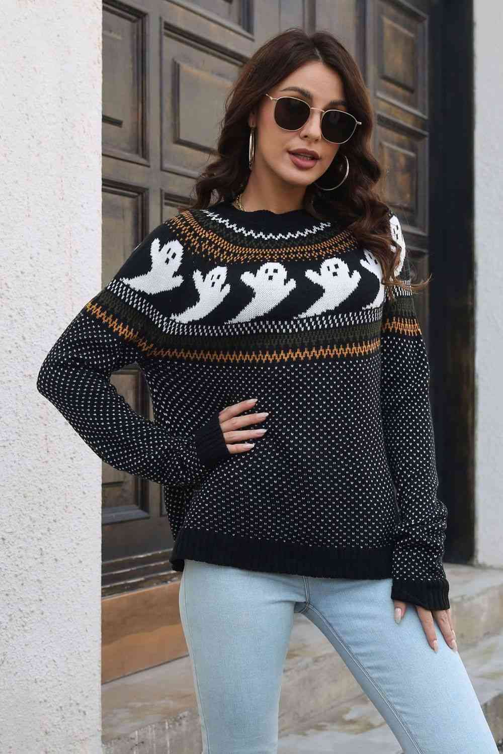 Cross Bones and  Skull Pullover Sweater