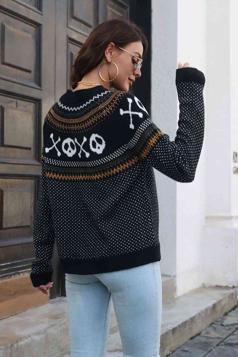 Cross Bones and  Skull Pullover Sweater