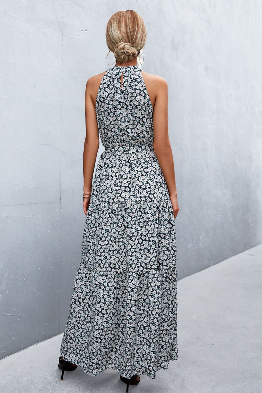 Summer Sleeveless Tie Waist Maxi Dress