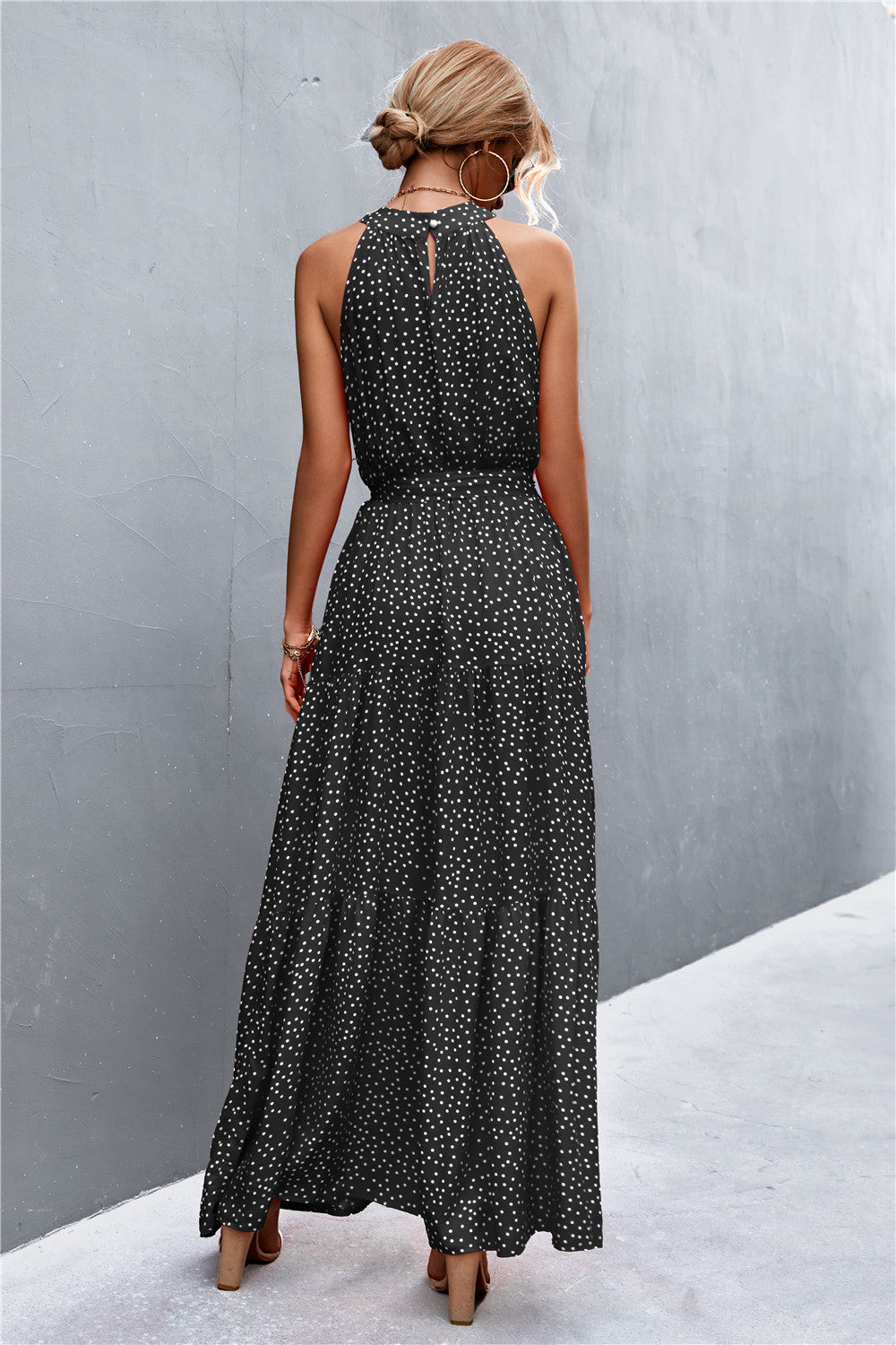 Summer Sleeveless Tie Waist Maxi Dress