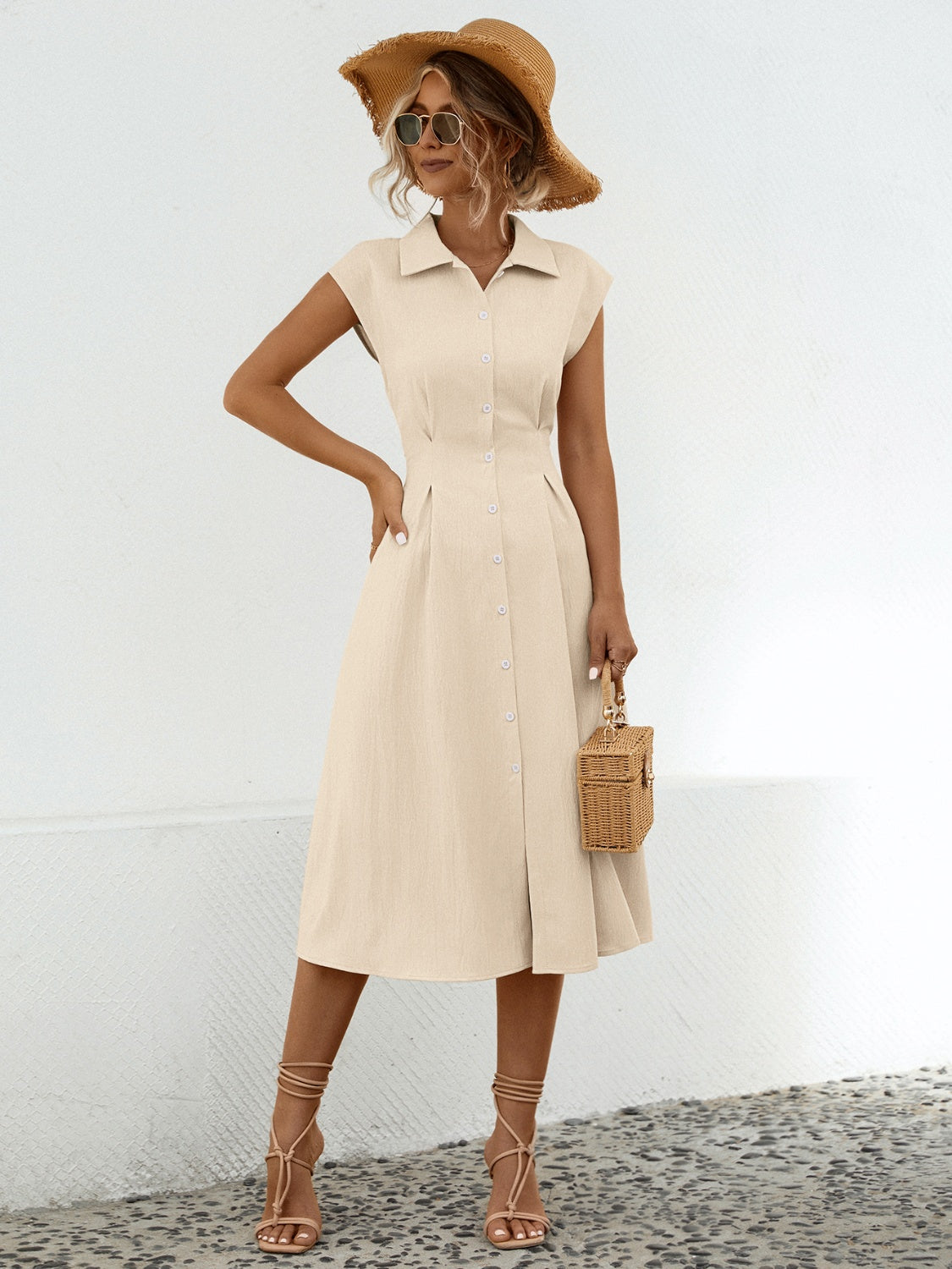 Suburban Girl Cap Sleeve Midi Dress