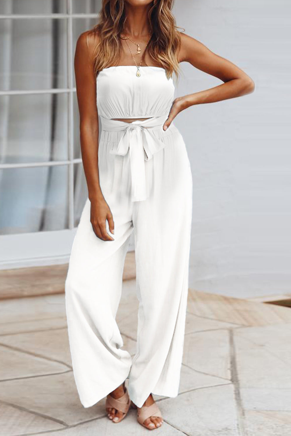 Tubetop Cutout Wide Leg Jumpsuit