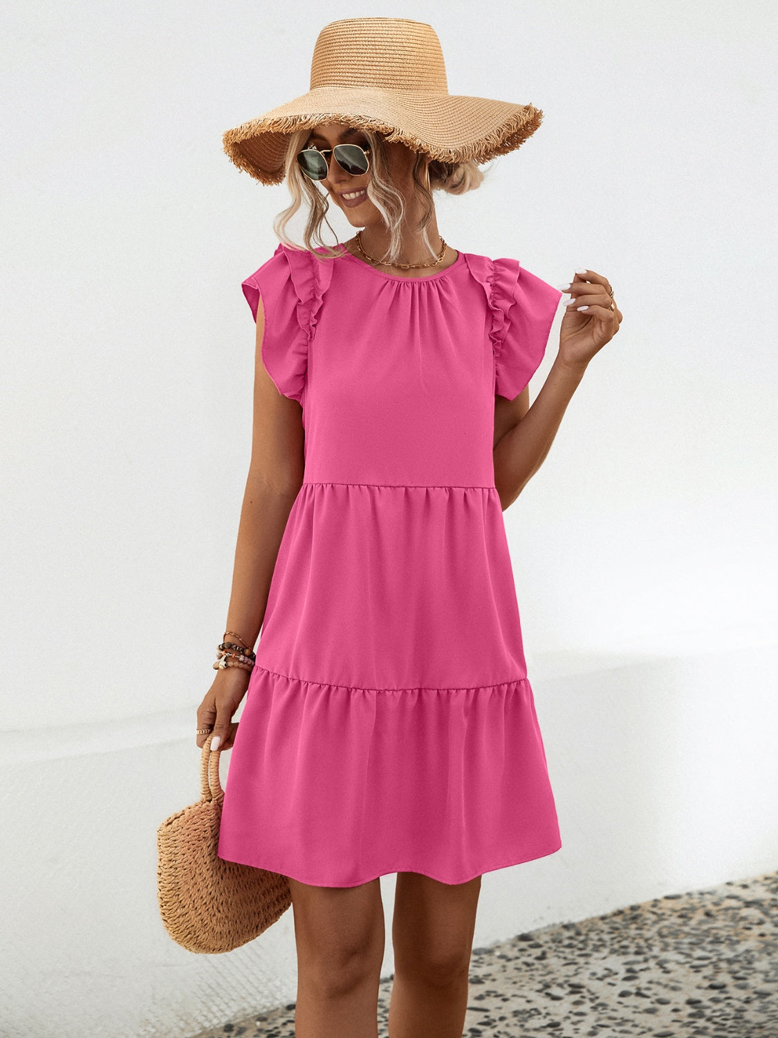 Ruffled A-Line Mini Dress