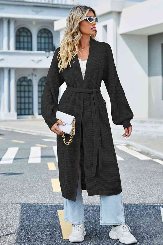 Tie Waist Longline Cardigan Coat