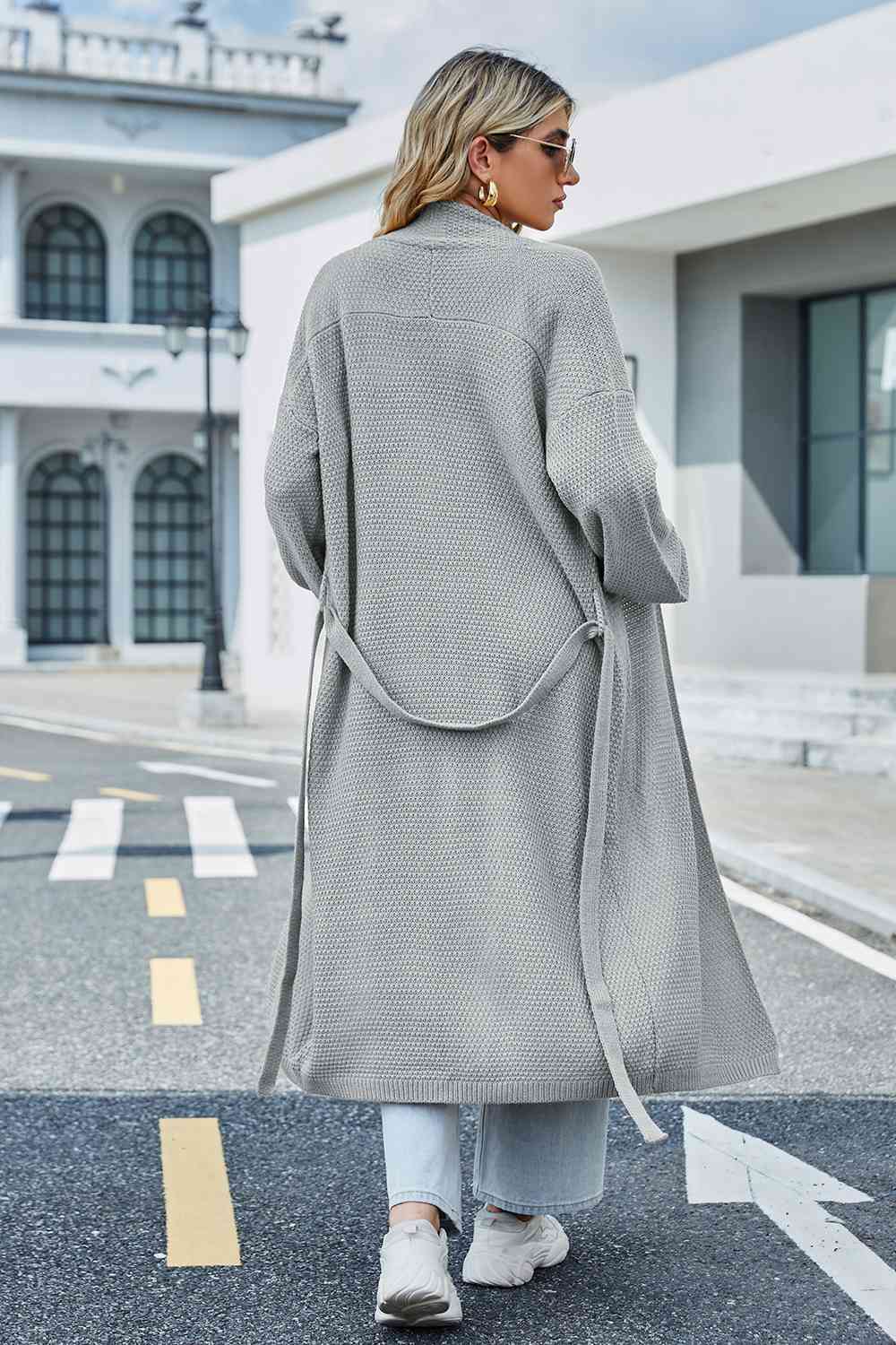 Tie Waist Longline Cardigan Coat