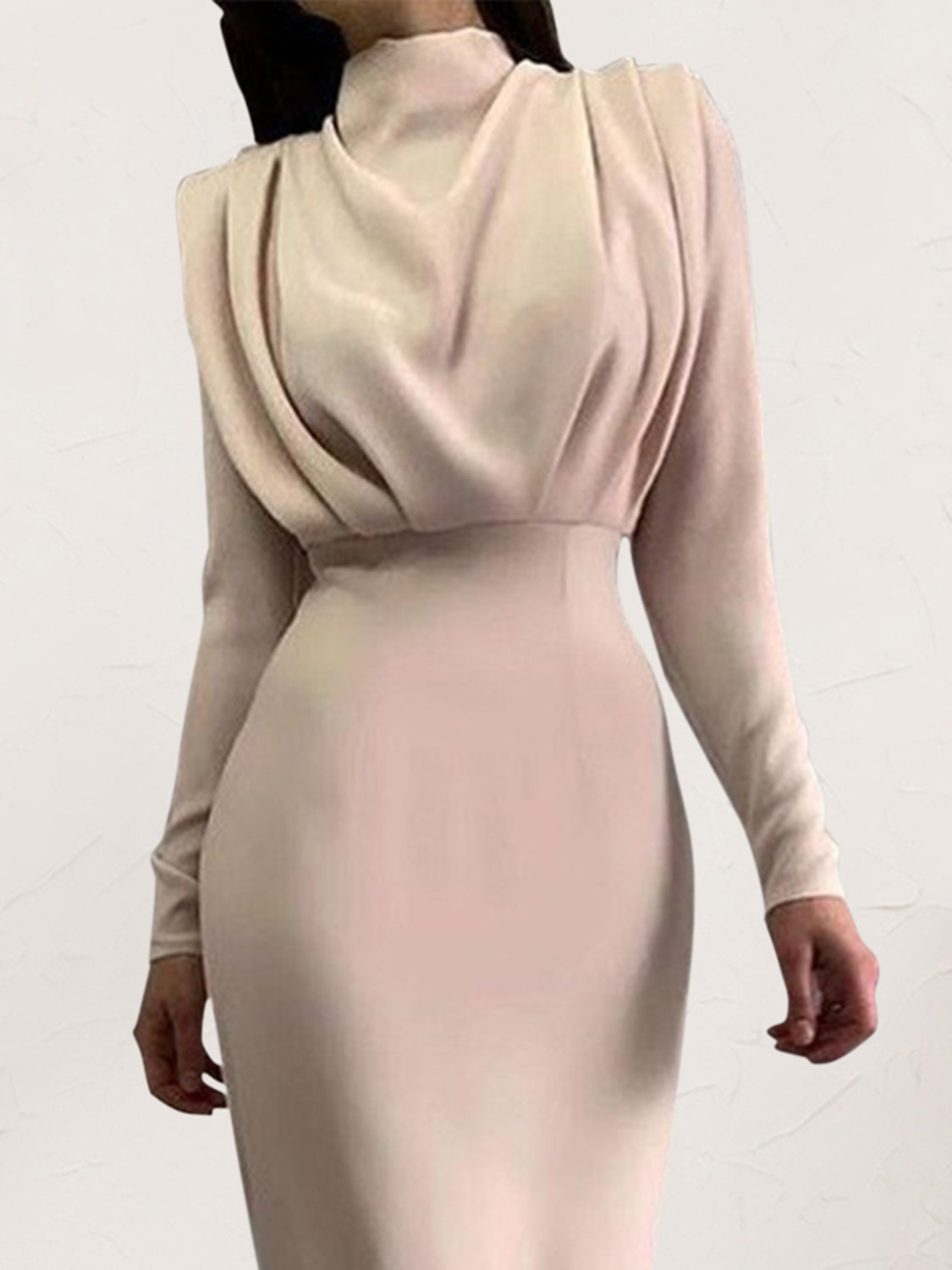 Unik's Ruched Mockneck Long Dress