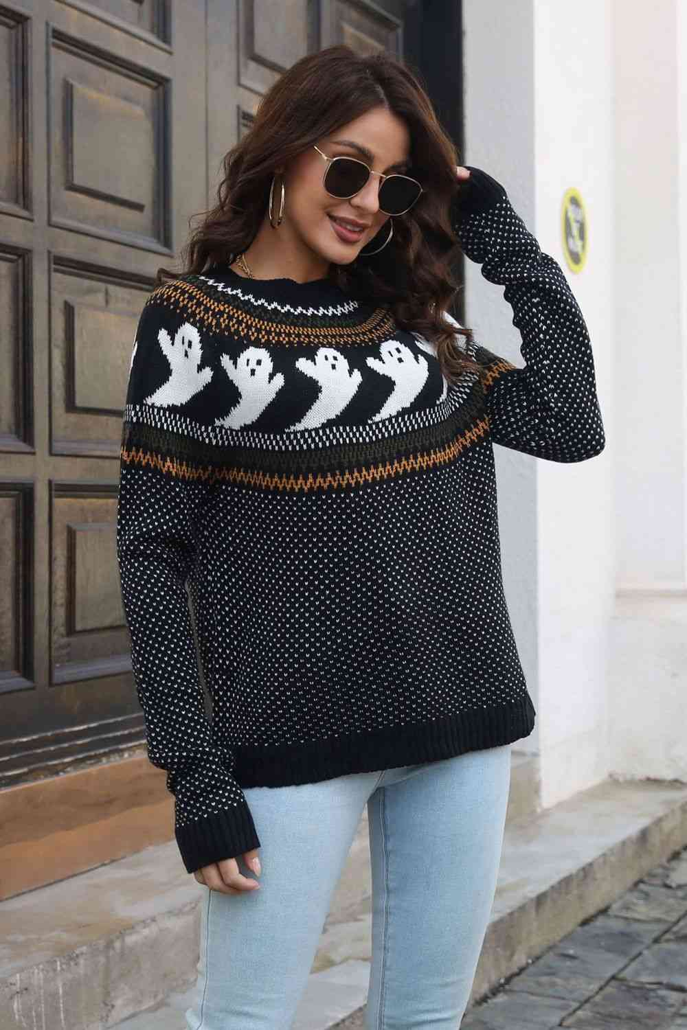 Cross Bones and  Skull Pullover Sweater