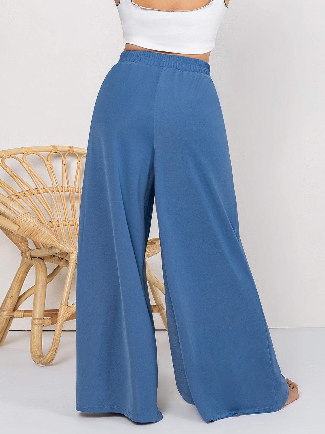 Flowy Tied Slit Wide Leg Pants