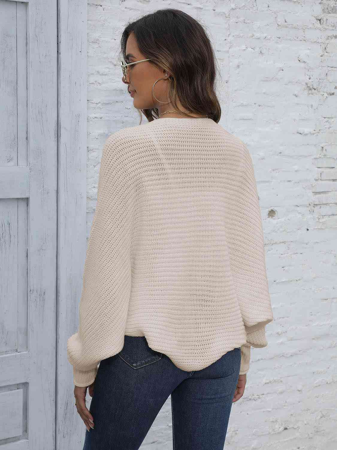 Batwing Sleeve Open Front Short Cardigan