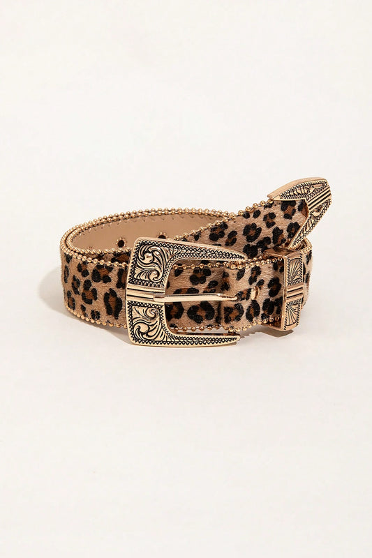 Ladies Leopard Faux Leather Belt