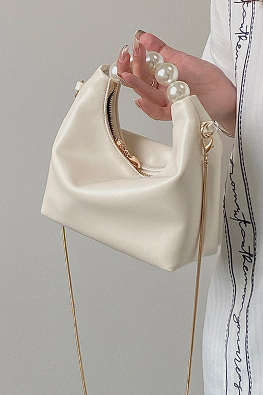 Faux Leather Pearl Handbag