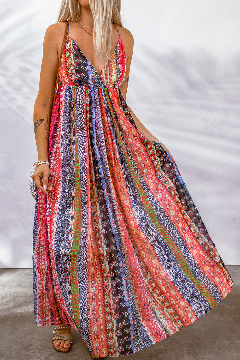 Colorful Surplice Spaghetti Strap Sundress