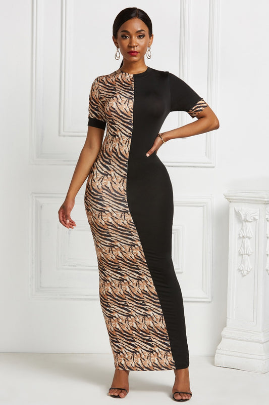 Two-Tone Bodycon Maxi Dress