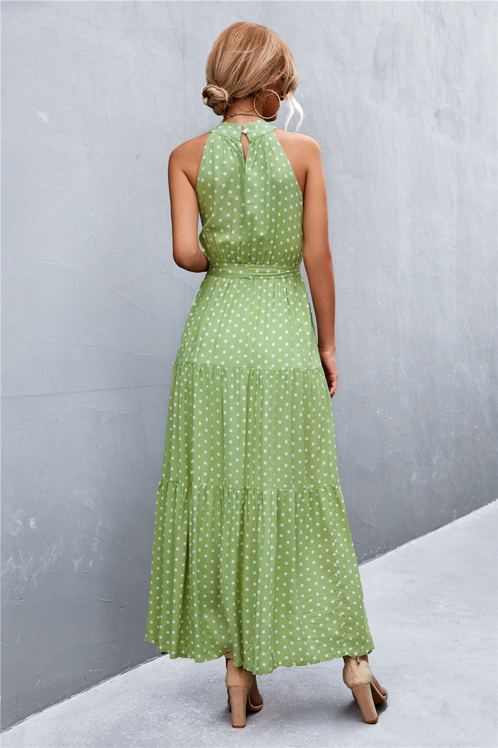 Summer Sleeveless Tie Waist Maxi Dress