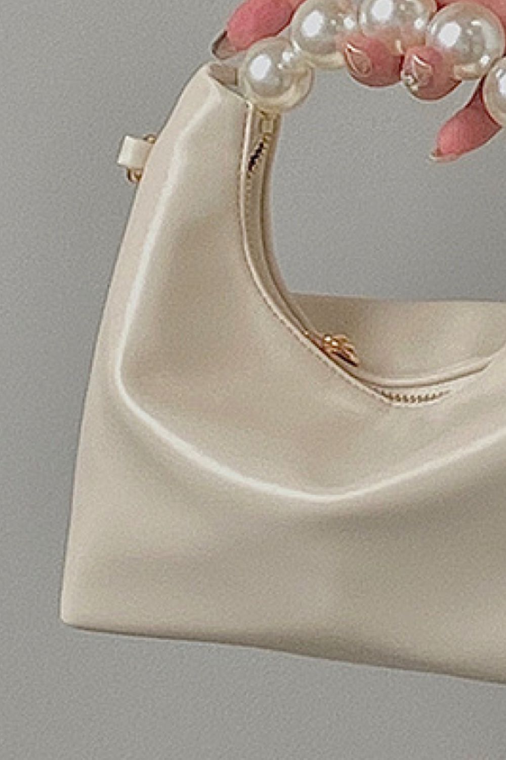 Faux Leather Pearl Handbag