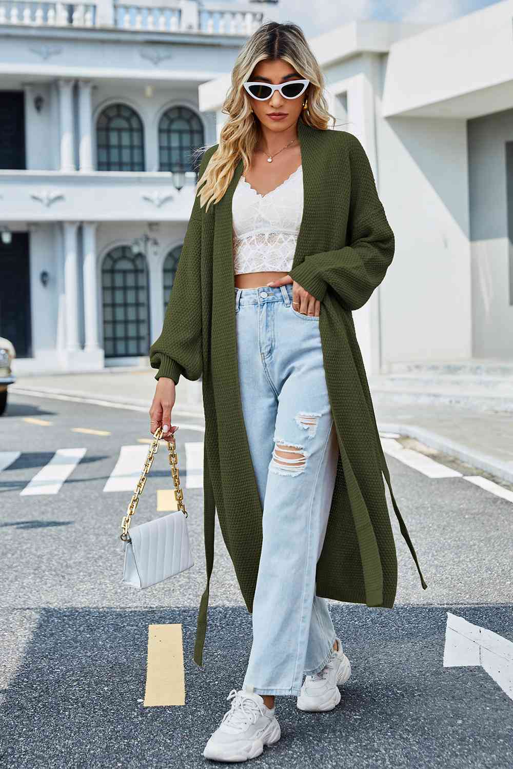 Tie Waist Longline Cardigan Coat