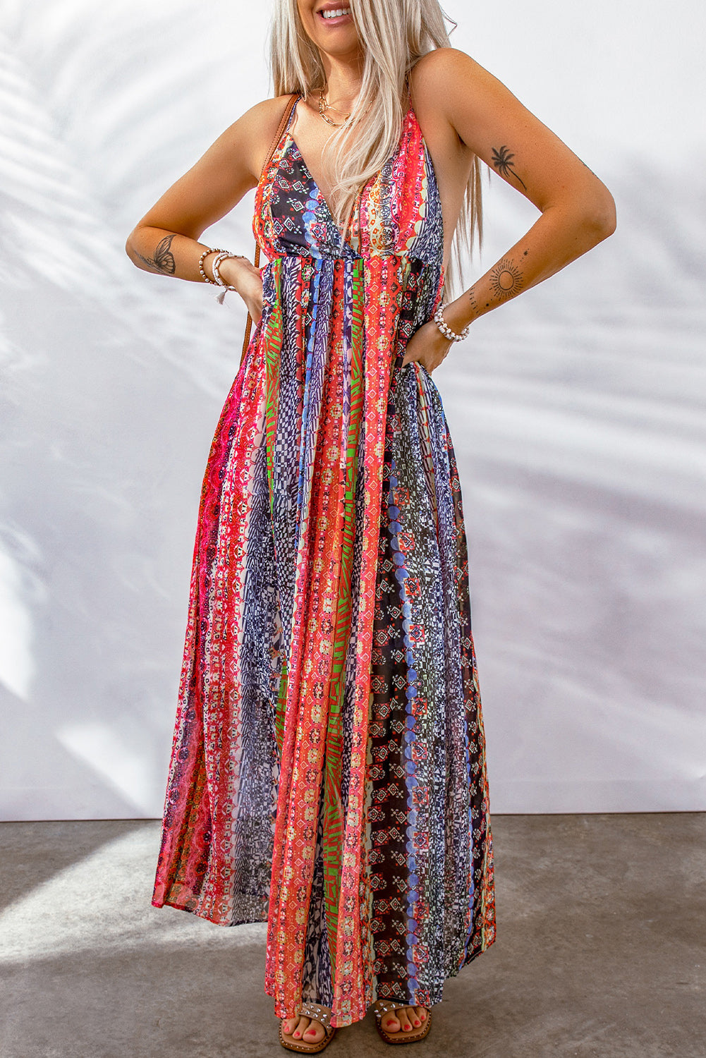 Colorful Surplice Spaghetti Strap Sundress