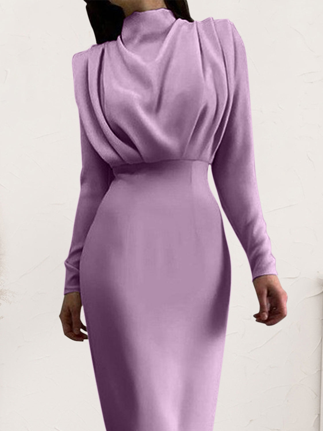 Unik's Ruched Mockneck Long Dress