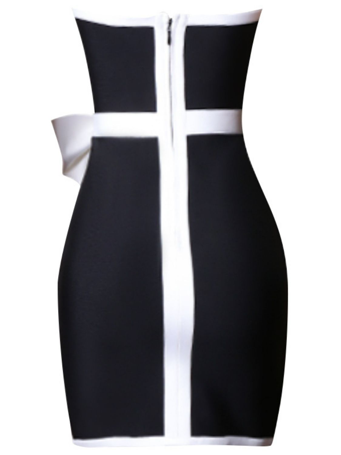 Black and White Strapless Bowtie Mini Dress