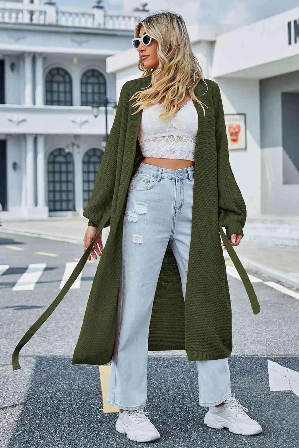 Tie Waist Longline Cardigan Coat