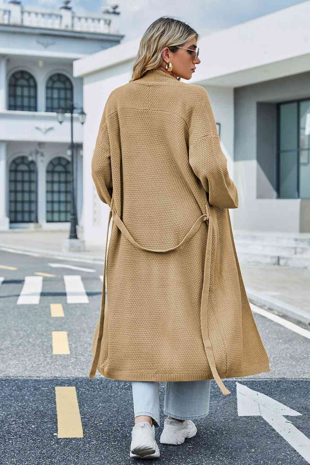 Tie Waist Longline Cardigan Coat