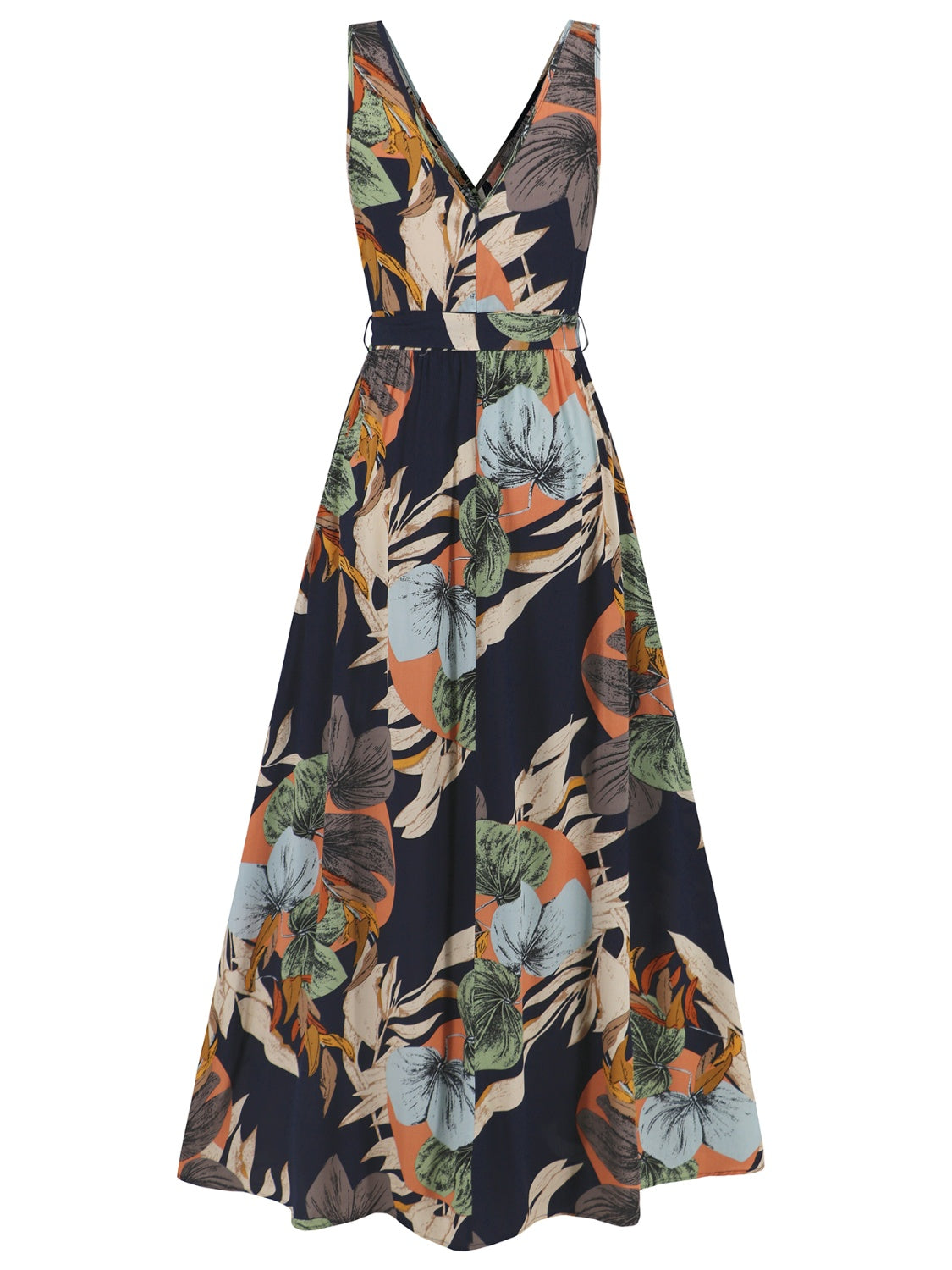 Tropical Sundress with tied waist and side split