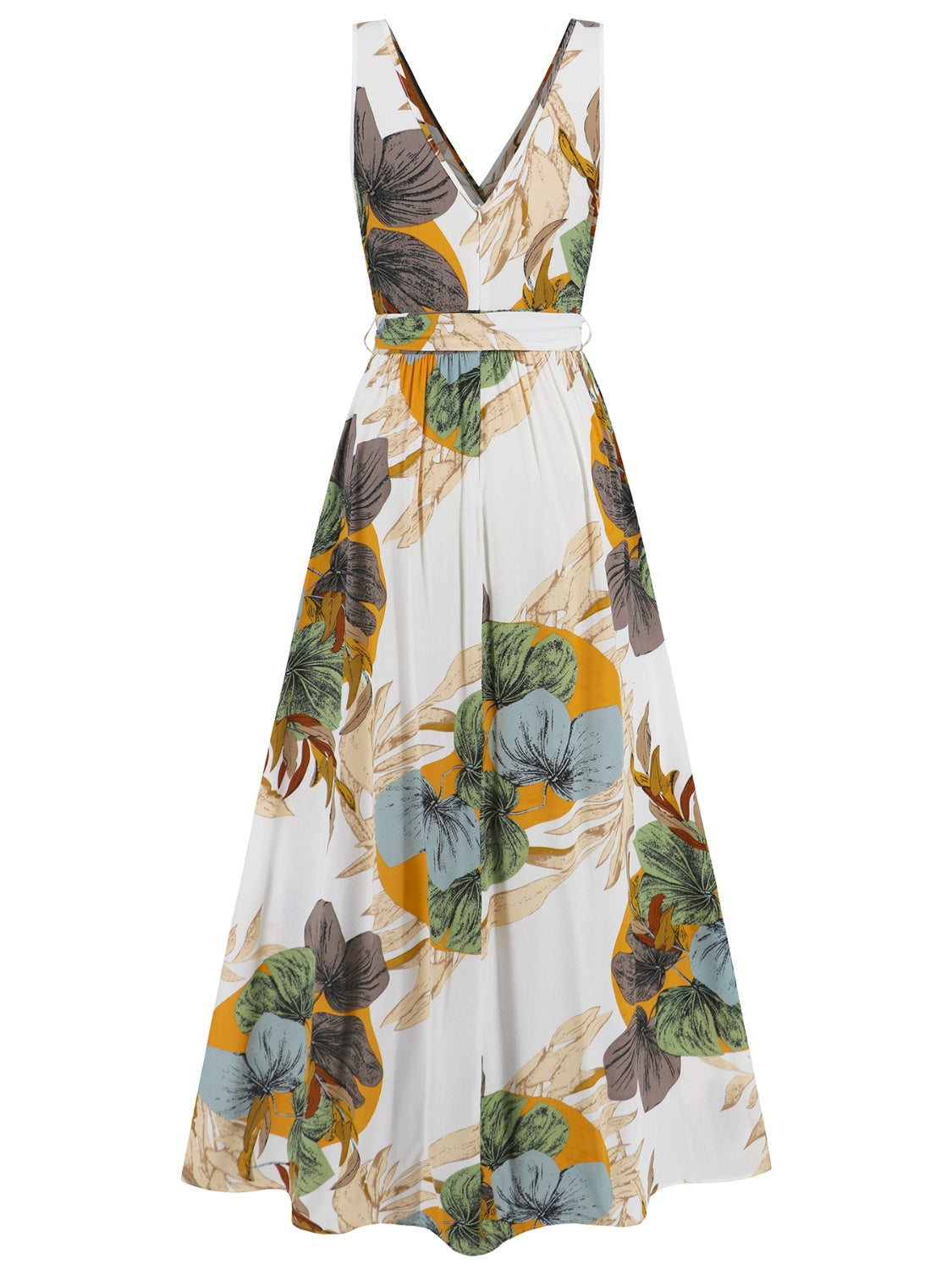 Tropical Sundress with tied waist and side split