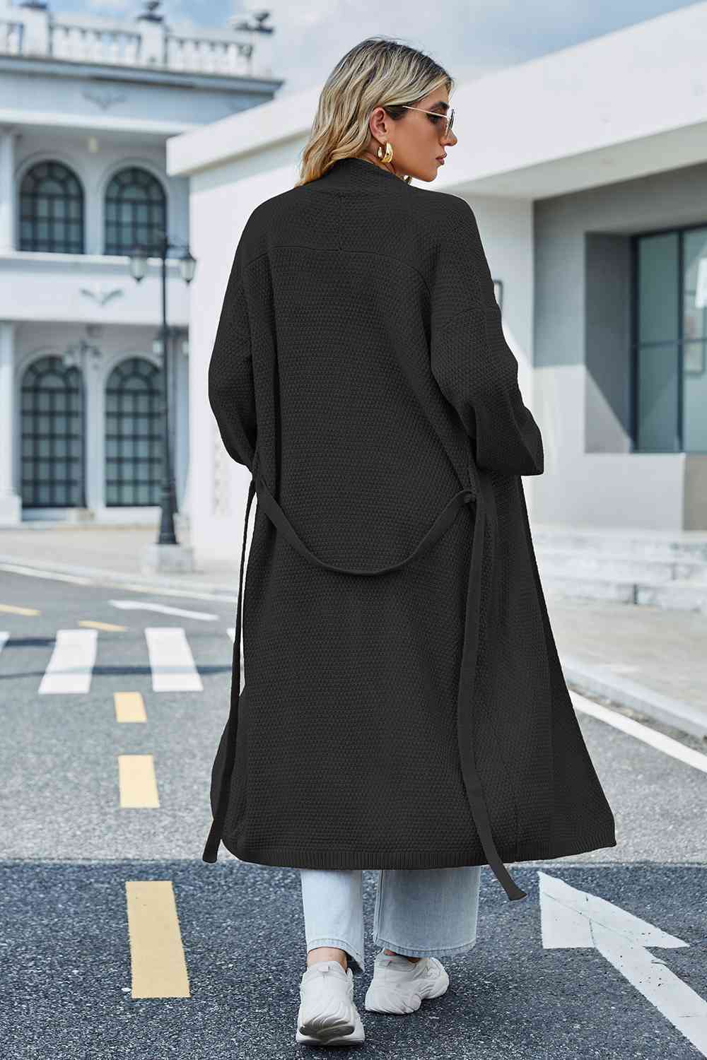 Tie Waist Longline Cardigan Coat